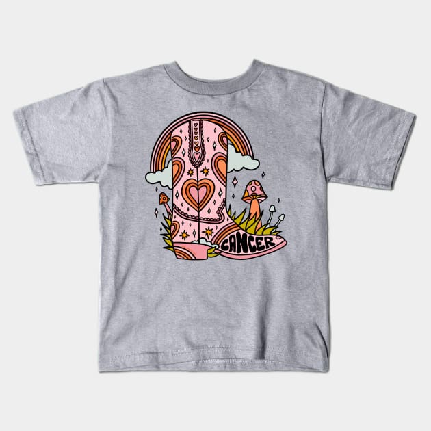 Cancer Cowboy Boot Kids T-Shirt by Doodle by Meg